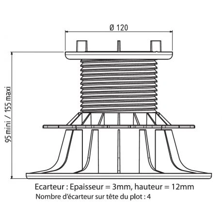 Plot Autonivelant 95-155mm Jouplast - Terrasse Dalle Ou Caillebotis 2 Plot Autonivelant 95-155mm Jouplast - Terrasse Dalle Ou Caillebotis – Image 2